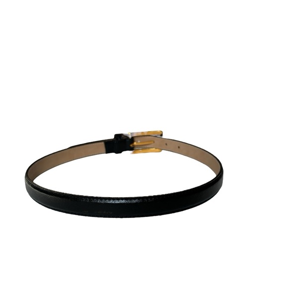 Motion East leather dress belt w/ gold finished rectangular buckle | small - Picture 2 of 13
